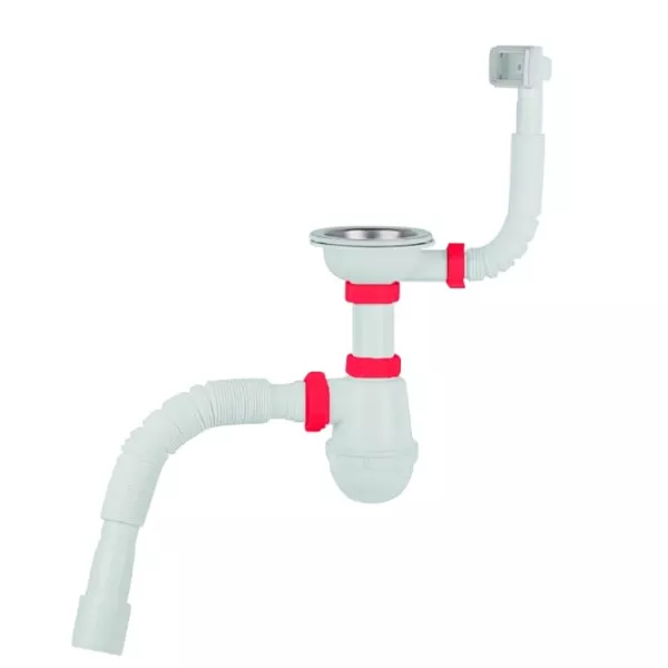 PM 40 SF 20 05 Сифон для кухни 3 1/2"*40 (Евро мойка)с резьб вып,гофр40*40/50 и гибк перел прям