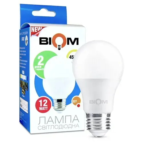 Лампа 1432 Biom BT-512 A60 12W E27 4500К матова