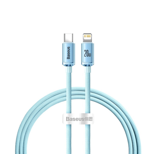 PD кабель Baseus Crystal Shine Series Fast Charging Type-C to iP 20W 1.2m Sky Blue CAJY001303