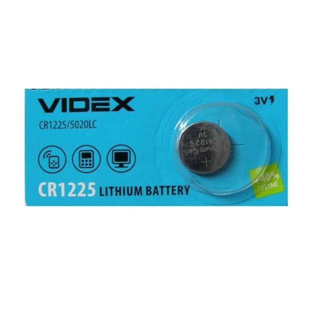 Батарейка літієва Videx CR1225 5шт BLISTER CARD