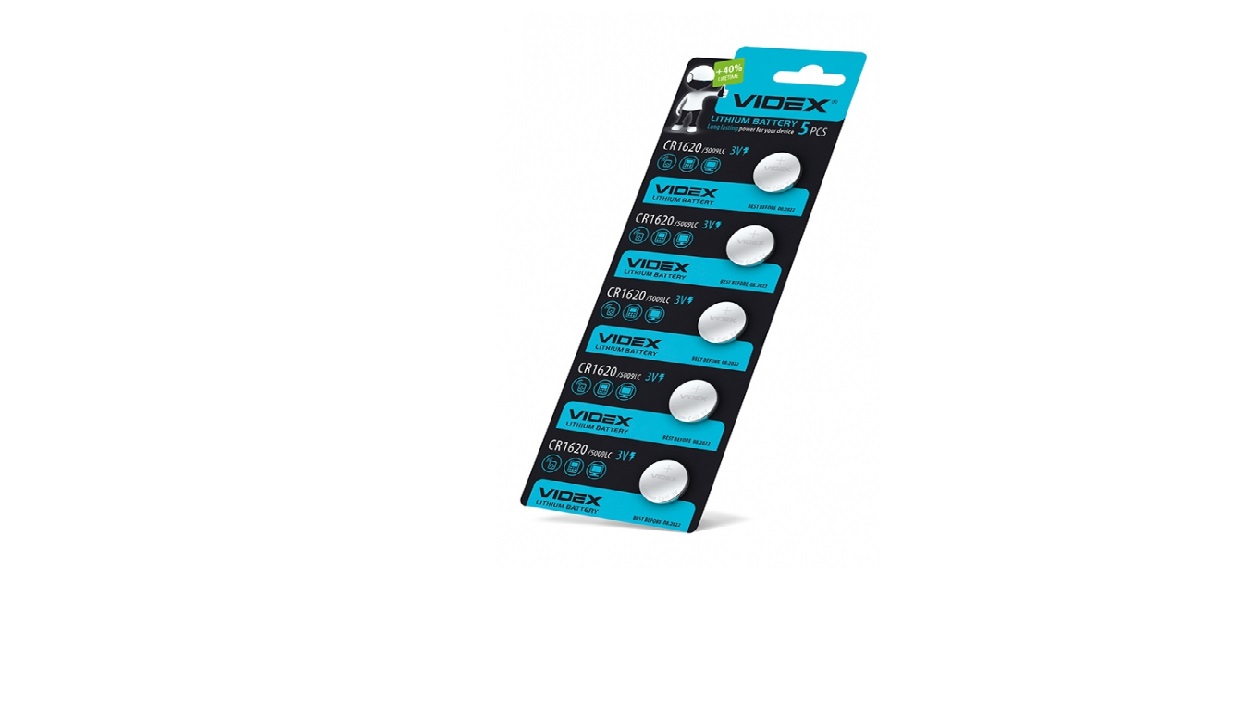 Батарейка літієва Videx CR1620 5шт BLISTER CARD