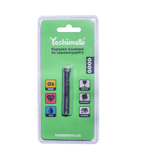 Коронка алмазна по керамограніту Yoshimoto, 6мм. (уп.20шт.)