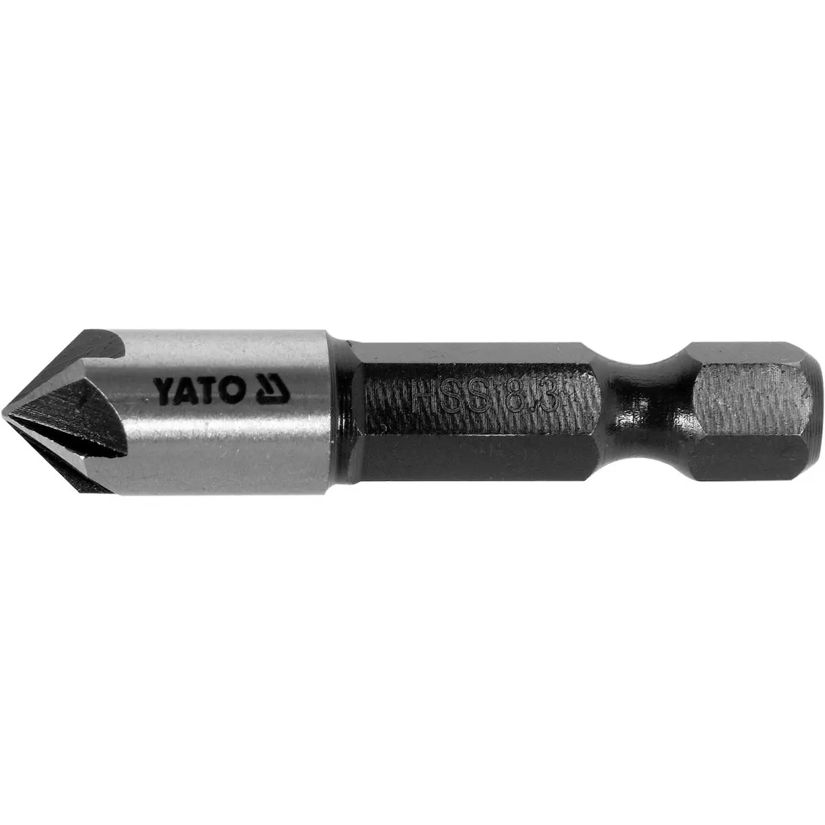 Зенкер конічний по металу YATO : HSS, Ø= 8.3 мм, l= 40 мм, 5 пругів, HEX- 1/4"