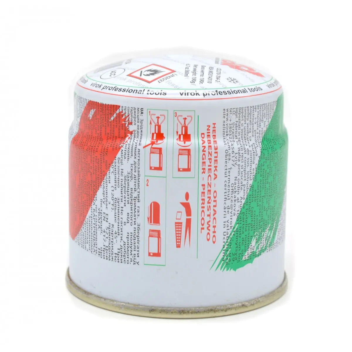 Балон газовий 1-разовий "VIROK", BUTAN ,тип 200, 190 г , 360 мл (Італія)
