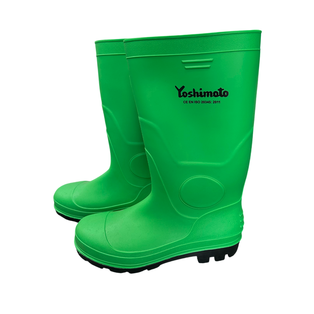Чоботи гумові робочі Yoshimoto з ПВХ з металевим носком, зелені, розмір 45 (уп.10 шт)