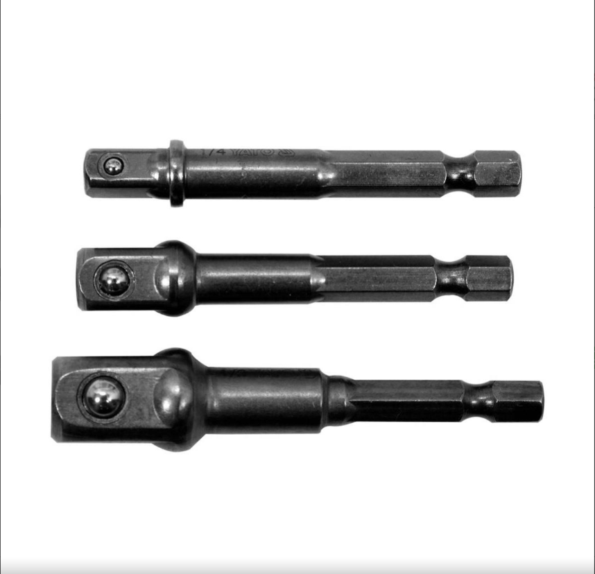 Тримачі-адаптери торцевих головок HEX 1/4" YATO : 1/4", 3/8", 1/2", 3 шт.