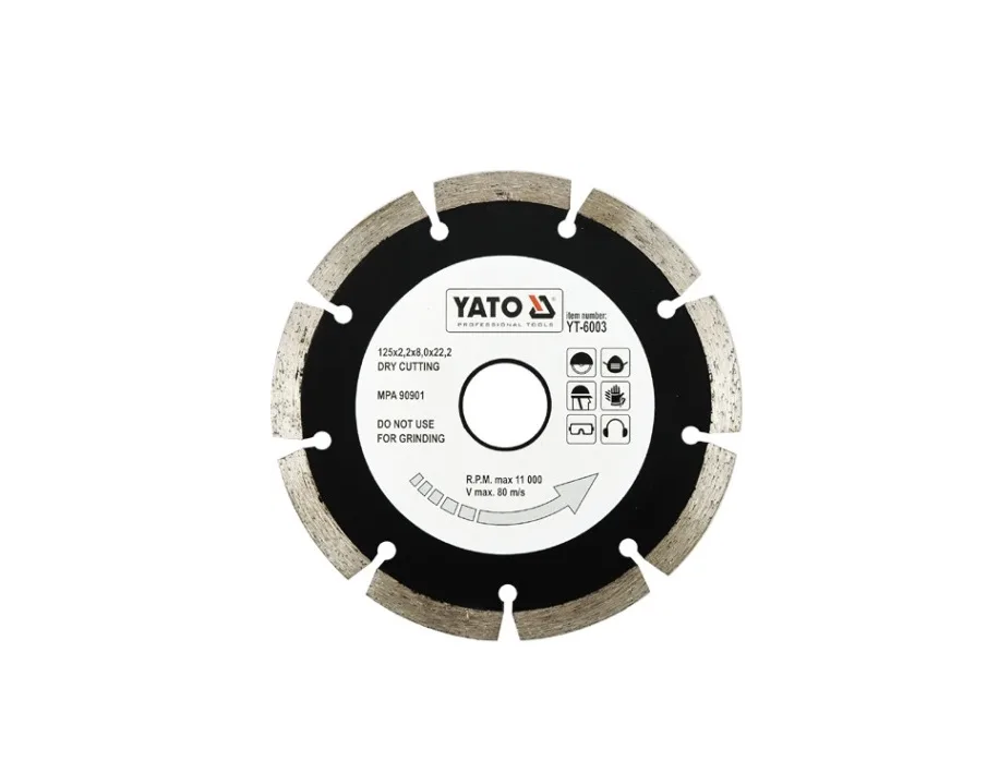 Диск відрізний алмазний YATO "SEGMENT": d=125x8.0x22.2 мм. Н-2,2мм