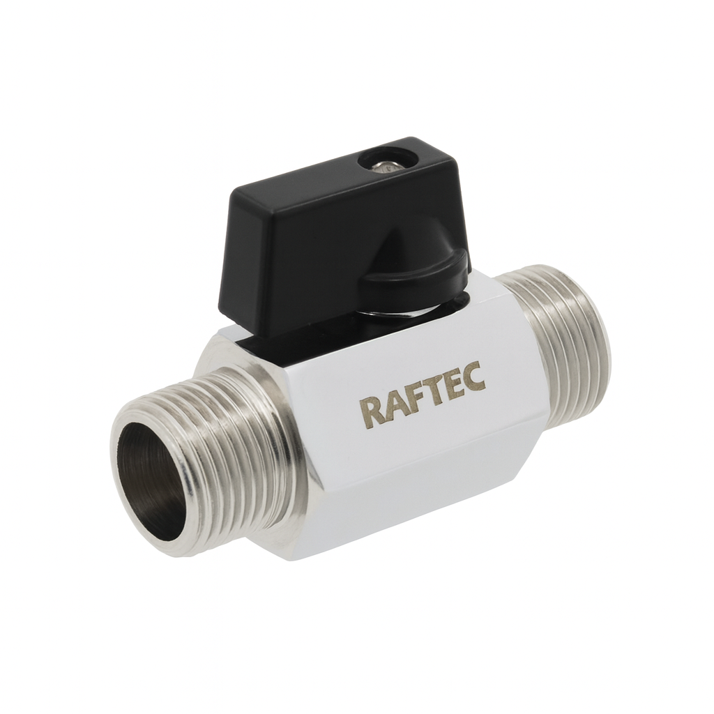 Кран кульовий Міні, З3 DN15, 1/2'', PN10, півметелик, хром, RAFTEC {240} RVHMM01