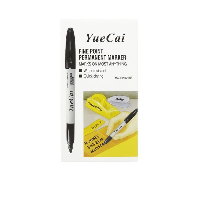 Маркер Yue Cai перманентний ТОВСТИЙ Чорний(12шт.кор)
