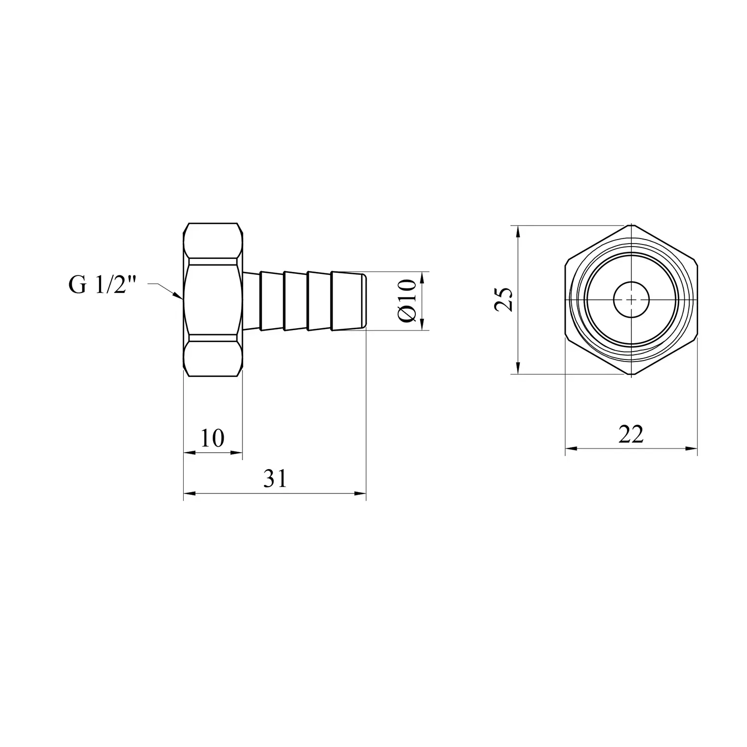 Штуцер KARRO (1/2" 10мм ВР KR820  (20*900)) - мініатюра 3