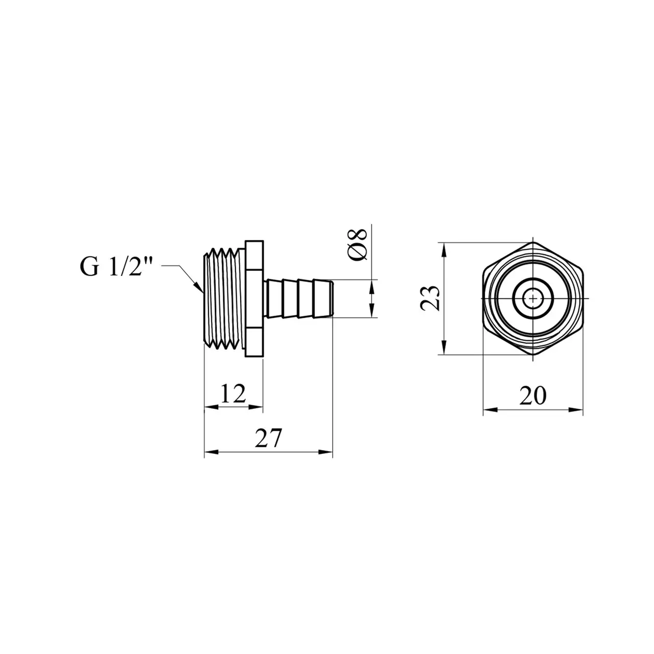 Штуцер KARRO (1/2" 8мм ЗР KR821  (20*1140)) - мініатюра 3