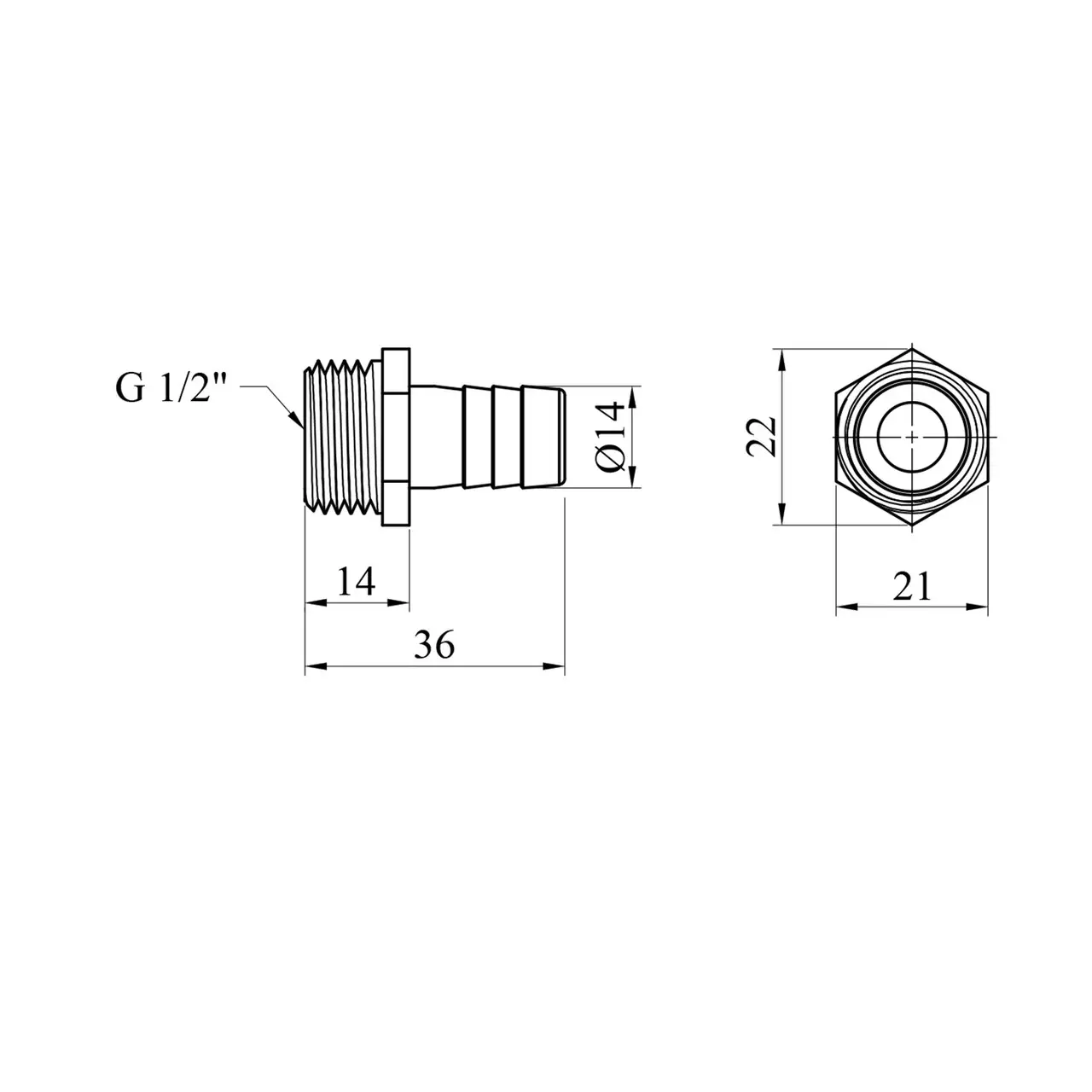 Штуцер KARRO (1/2" 14мм ЗР KR821  (20*700)) - мініатюра 3