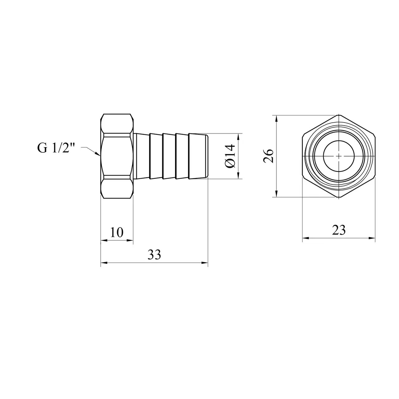 Штуцер KARRO (1/2" 14мм ВР KR820  (20*700)) - мініатюра 3