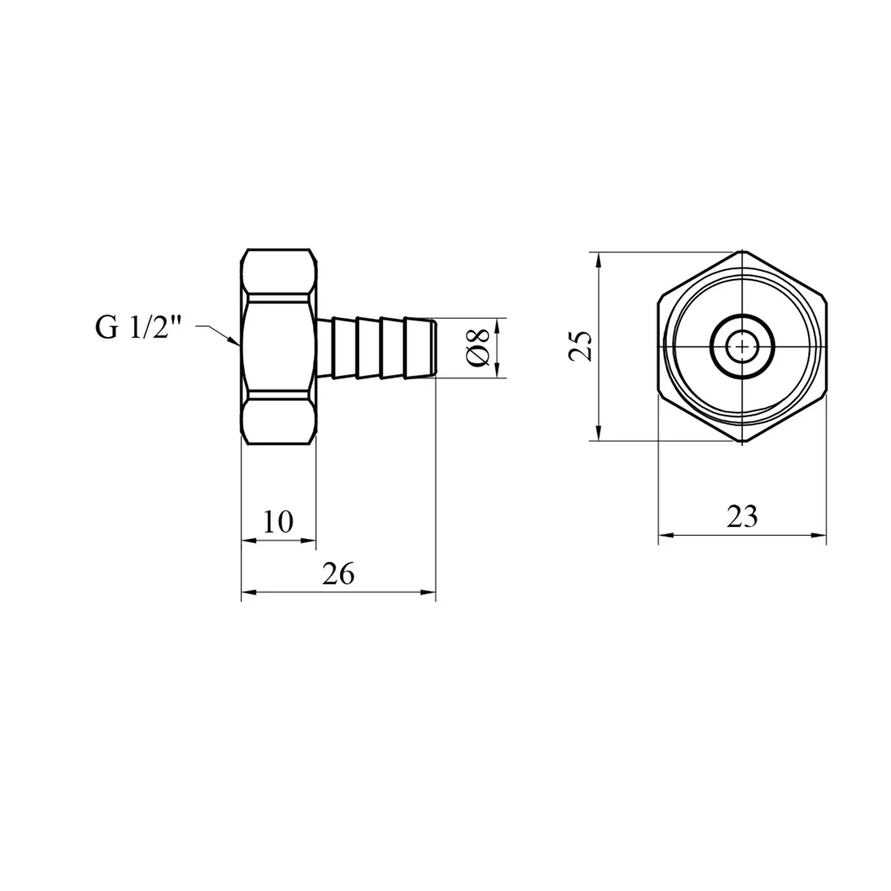 Штуцер KARRO 1/2" 8мм ВР (1/2" 8мм ВР) - мініатюра 3