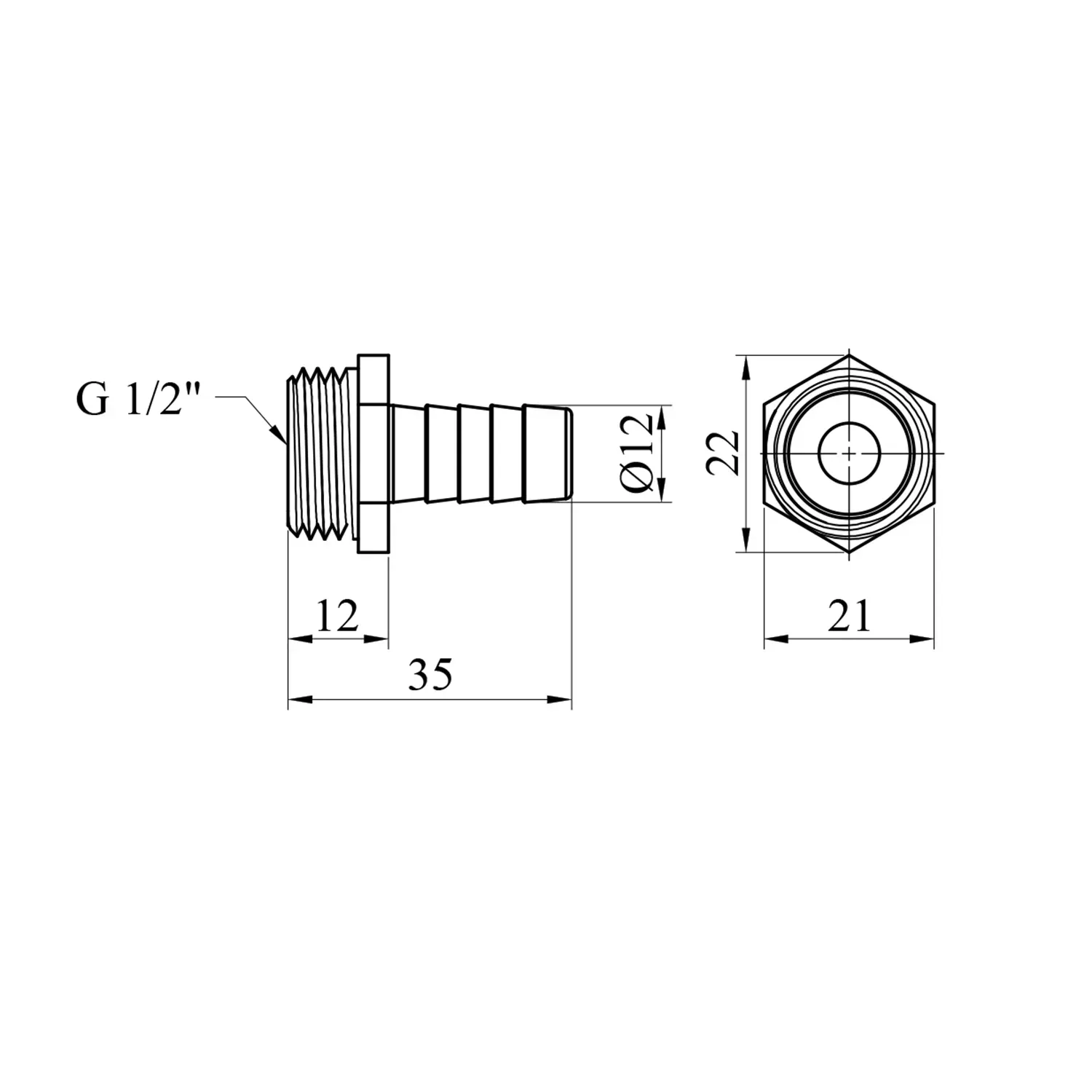 Штуцер KARRO (1/2" 12мм ЗР KR821  (20*800)) - мініатюра 3