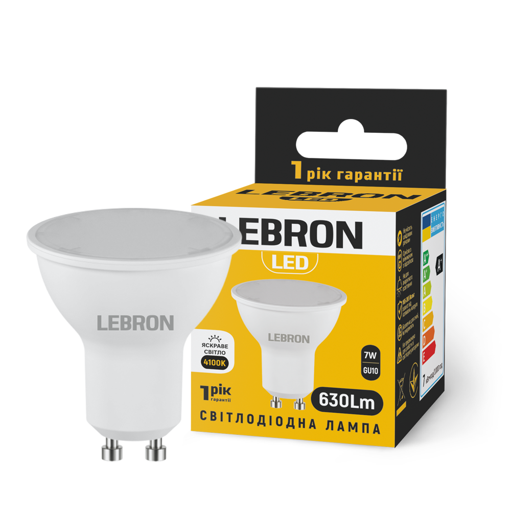 LED лампа LEBRON L-MR16, 7W, 220V, GU10, 4100K, 630Lm - мініатюра 2
