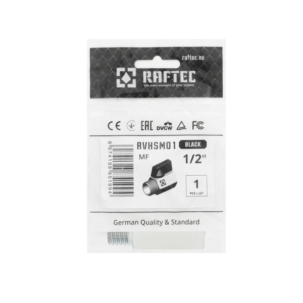 Кран кульовий Міні, ЗВ DN15, 1/2'', PN10, півметелик, хром, RAFTEC {240} RVHSM01 - мініатюра 3