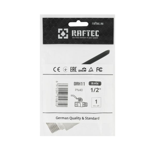 (DRH11) Кран кульовий BLACK (1/2") вз чр RAFTEC - мініатюра 6