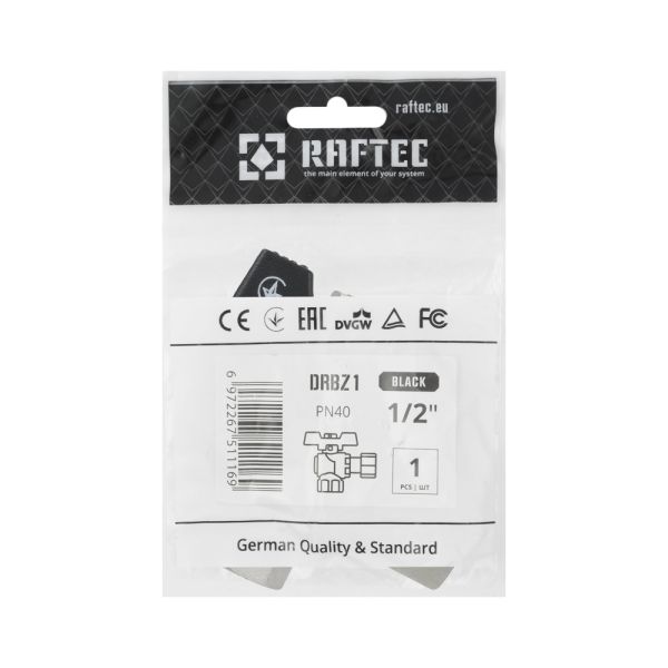(DRBZ1 ) Кран кутовий кульовий з накидною гайкою BLACK 1/2 "вв чм RAFTEС - мініатюра 3