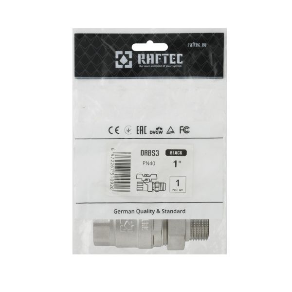 (DRBS3) Кран кульовий  з американкою BLACK (1") вз чм RAFTEC - мініатюра 5