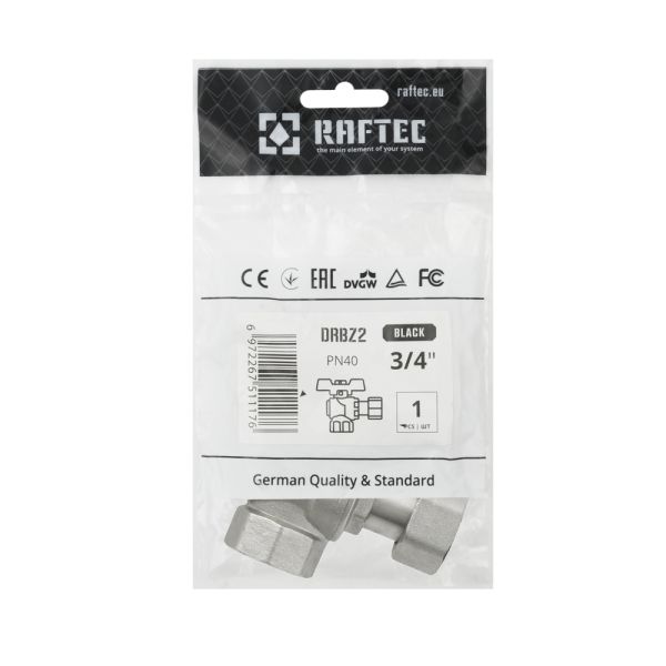 (DRBZ2) Кран кутовий кульовий з накидною гайкою BLACK 3/4 "вв чм RAFTEС - мініатюра 4