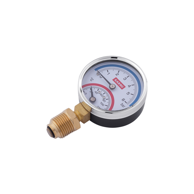 Термоманометр KARRO 1/2" x 1/4" 63 мм, вертикальний KR1086A - мініатюра 4