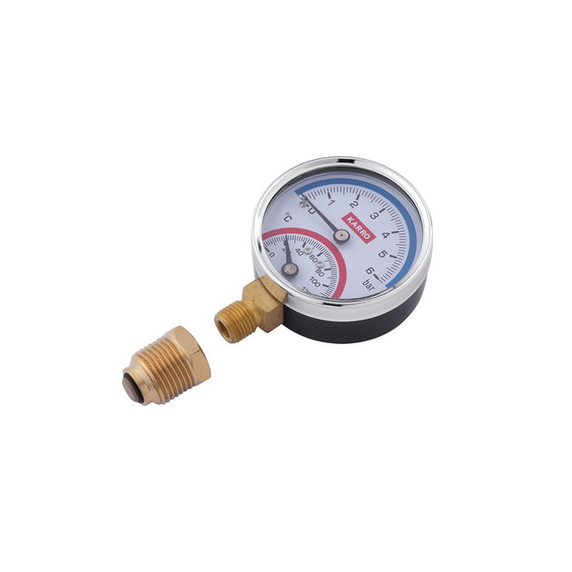 Термоманометр KARRO 1/2" x 1/4" 63 мм, вертикальний KR1086A - мініатюра 5