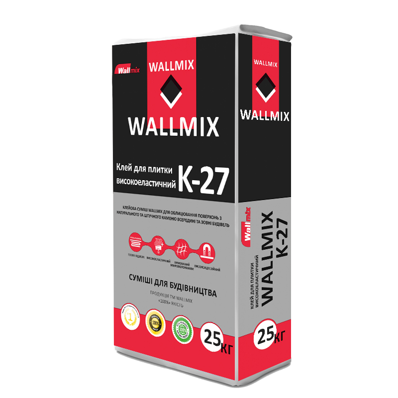 Клей для плитки високоеластичний Wallmix K-27, 2 кг - мініатюра 2