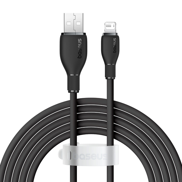 USB кабель Baseus Pudding Series Fast Charging Cable USB to iP 2.4A 2m Black P10355700111-01 - мініатюра 2