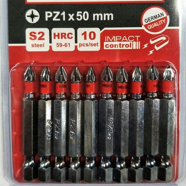 Біта PZ1 х 50 мм Haisser, набiр 10шт. 2712708 - мініатюра 4