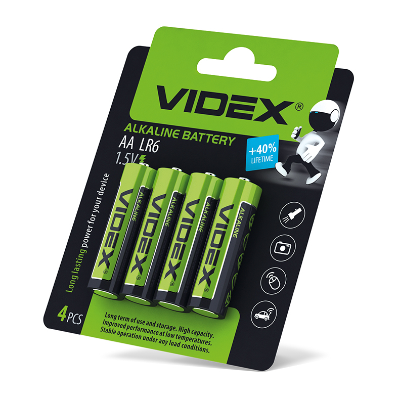 Батарейка лужна Videx LR6/AA 4шт Blister Card - мініатюра 2