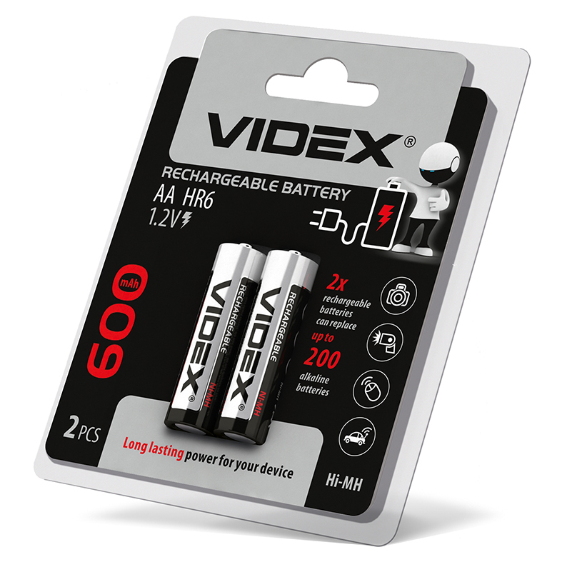 Акумулятори Videx HR6 / AA 600mAh double blister/2шт - мініатюра 2