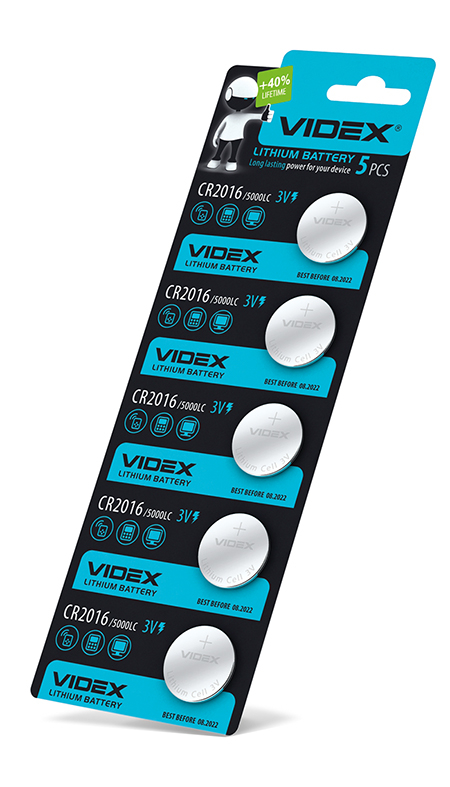 Батарейка літієва Videx CR2016 5шт BLISTER CARD - мініатюра 2