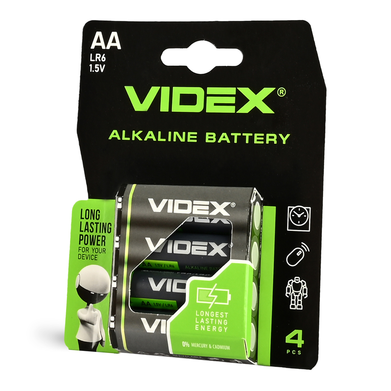 Батарейка лужна Videx LR6/AA 4шт Blister Card - мініатюра 3