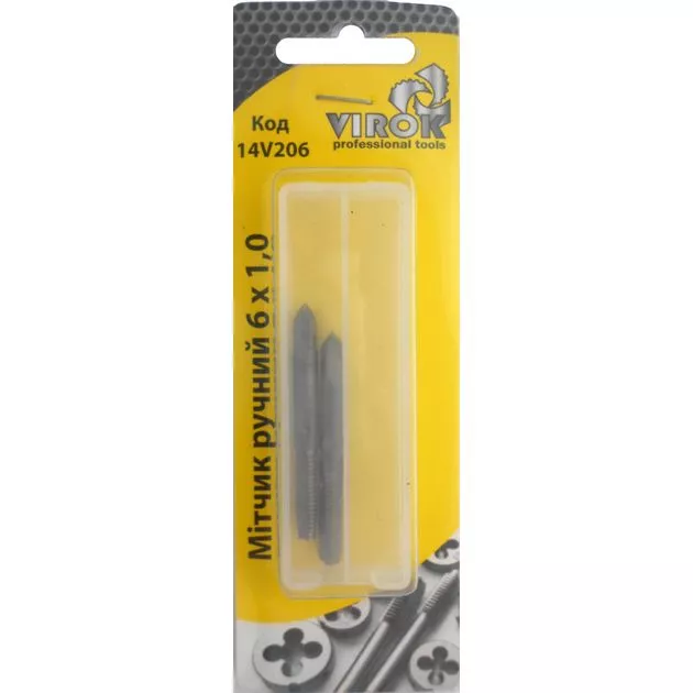 Мітчик VIROK М6 х 1,0; 2 шт.(№1+№2) сталь 9ХС. DIN 2181. ГОСТ 3266-81. - мініатюра 3