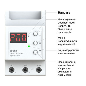 Реле напруги, 1ф., D40, 40А, Zubr, шт. - мініатюра 5