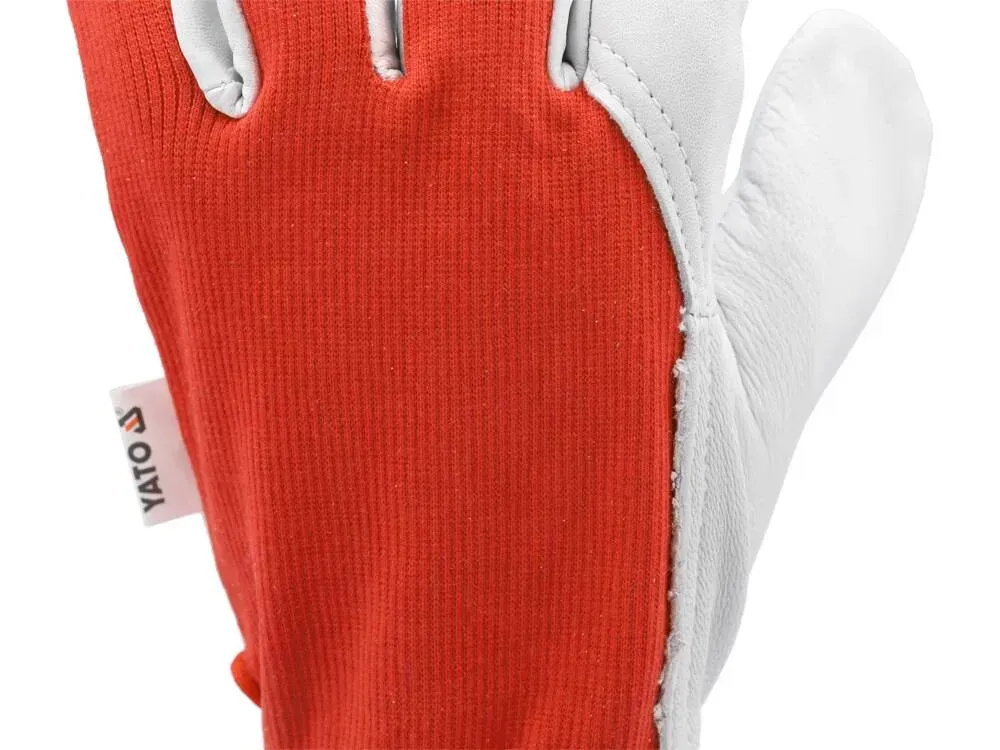 Рукавиці робочі біло-червоні YATO :бавовна + шкіра, розмір 10 - мініатюра 3