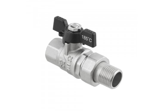 Кран кульовий з амер. ВЗ, DN20, 3/4'', DRBS2, CW617N, метелик, RAFTEC BLACK {25/100} - мініатюра 2
