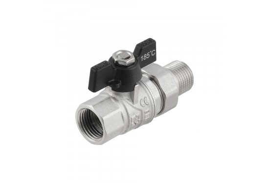 Кран кульовий з амер. ВЗ, DN20, 3/4'', DRBS2, CW617N, метелик, RAFTEC BLACK {25/100} - мініатюра 3