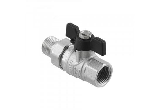 Кран кульовий з амер. ВЗ, DN20, 3/4'', DRBS2, CW617N, метелик, RAFTEC BLACK {25/100} - мініатюра 4