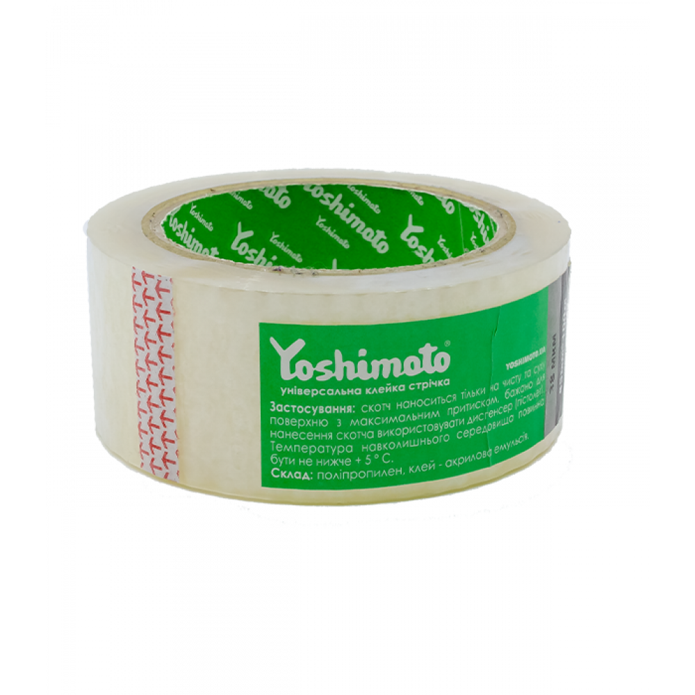 СКОТЧ Стрічка поліпропіленова з липким шаром Yoshimoto 45мм*30м, 38 мкм, (72 шт), прозорий - мініатюра 2
