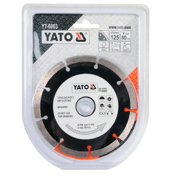 Диск відрізний алмазний YATO "SEGMENT": d=125x8.0x22.2 мм. Н-2,2мм - мініатюра 2