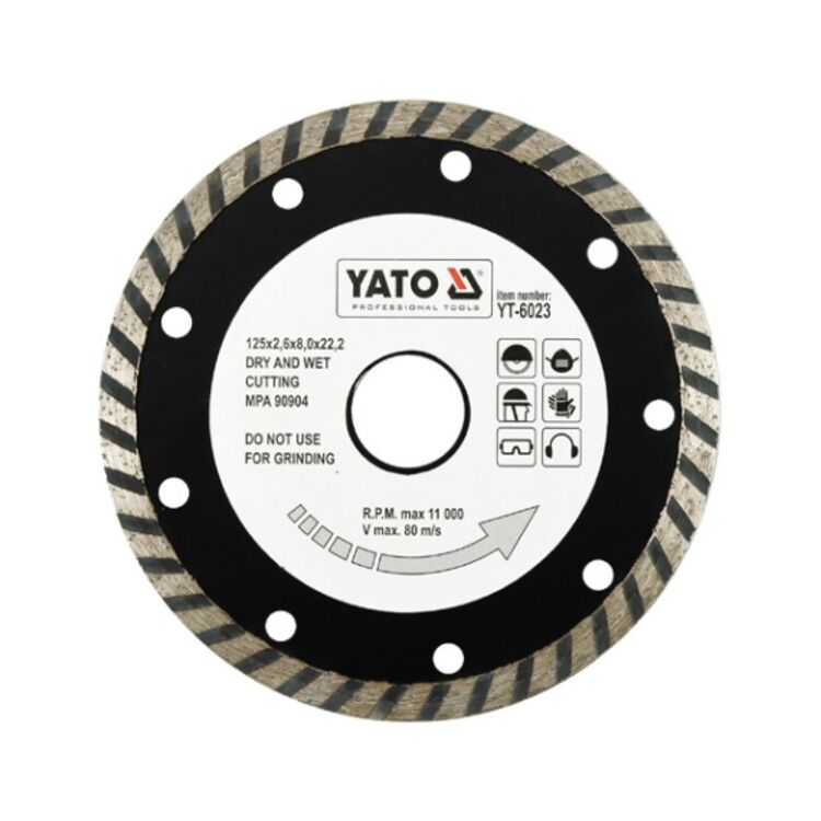 Диск відрізний алмазний YATO "TURBO": d=125x8.0x22.2 мм. Н-2,6мм - мініатюра 2