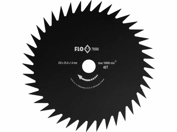 Ніж дисковий до бензокоси FLO 250мм, 40 зубів 25,4мм - мініатюра 2