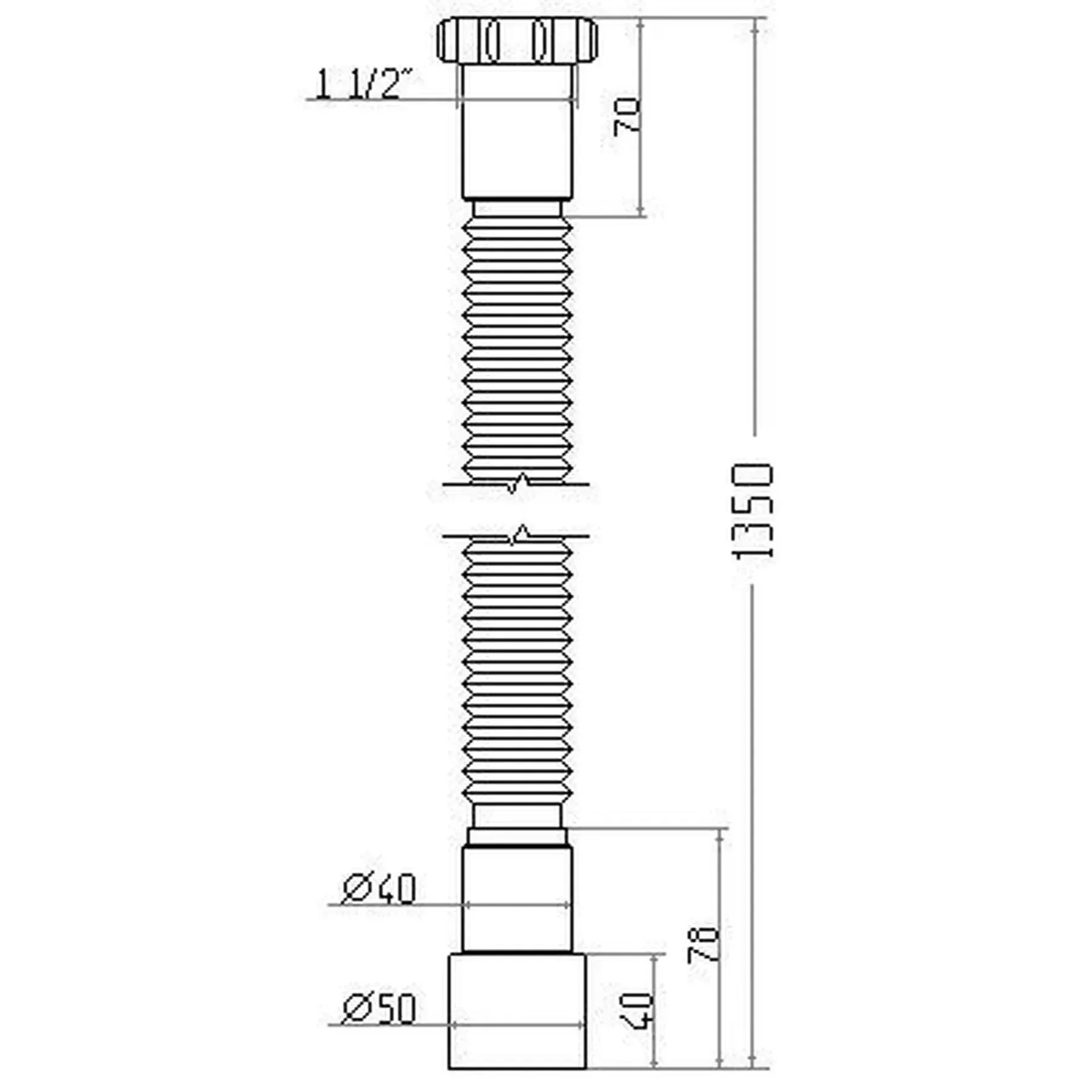 Гнучка труба Waterstal AC-10132 1 1/2"х40/50 з гайокю, 1350мм - мініатюра 3