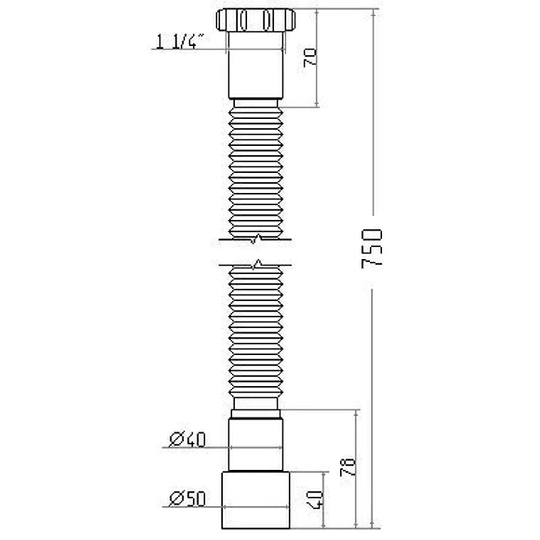 Гнучка труба Waterstal AC-1015 1 1/4"х40/50 з гайокю, 750мм - мініатюра 3