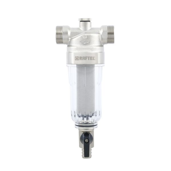 Самопромивний фільтр, 1/2", для хол. води,  з маном., латунь,, нікель, RAFTEC {10} RMCF01 - мініатюра 3