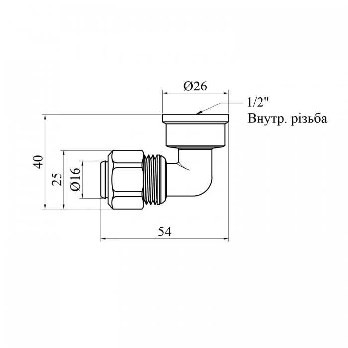 Коліно м/п РВ KARRO 16х1/2" KR-0620 (10) - мініатюра 3