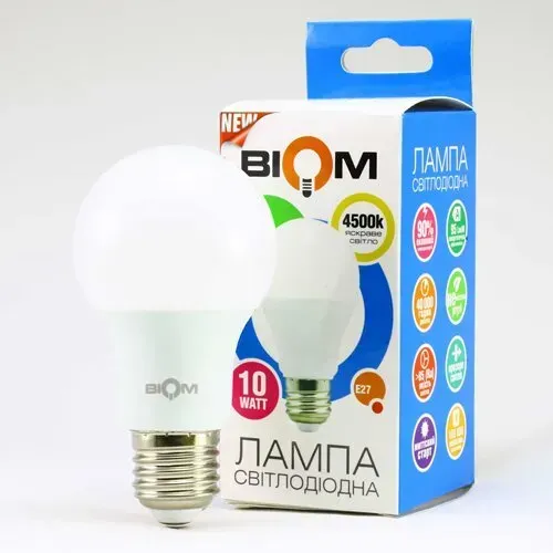 Лампа 1430 Biom BT-510 A60 10W E27 4500К матова - мініатюра 4