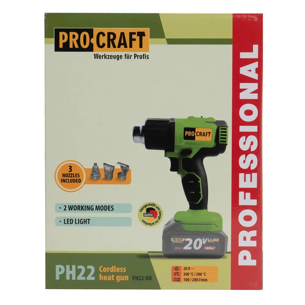 Аккумуляторный фен промышленный Procraft PH22 (без акб и зу) - мініатюра 2